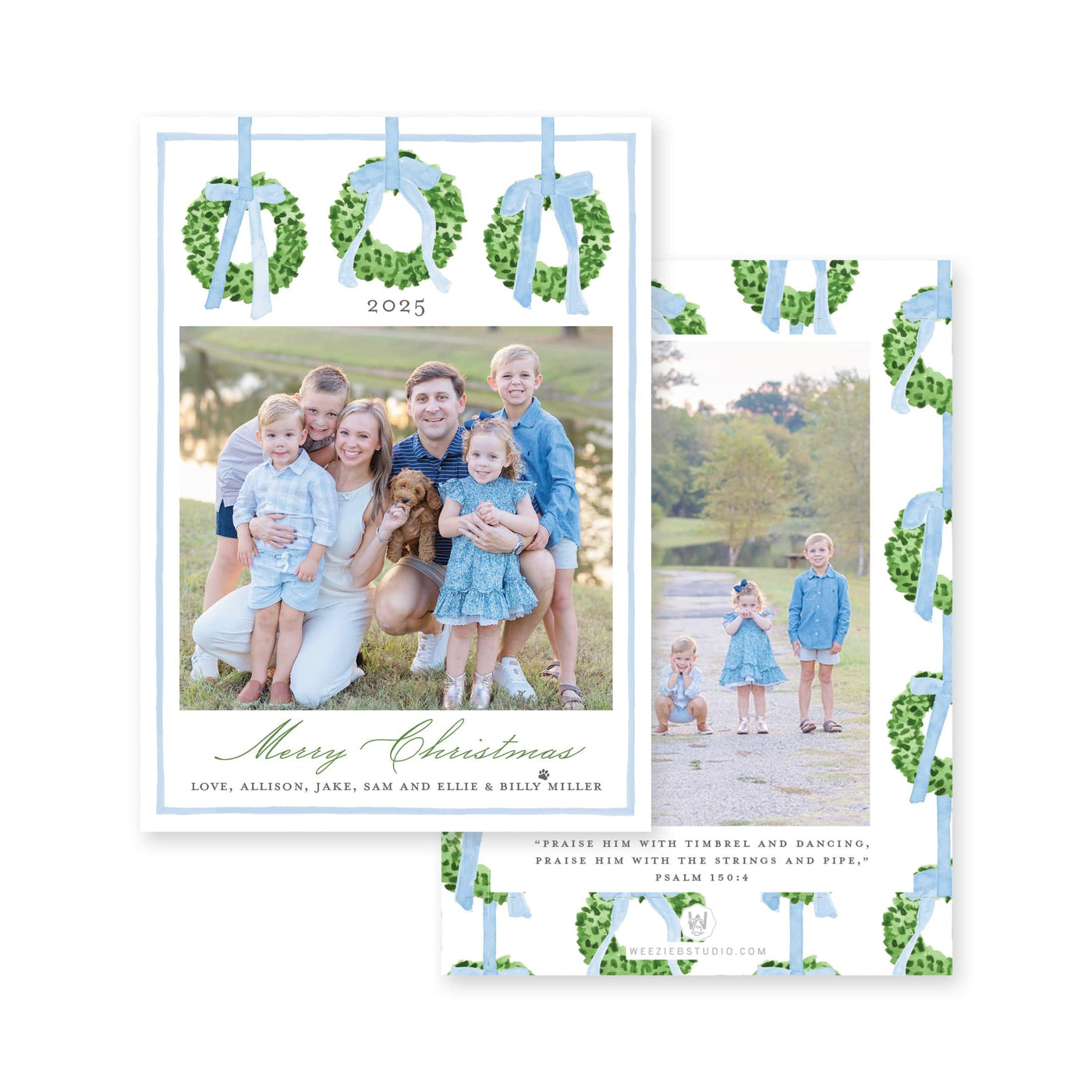 Trio of Wreaths Vertical Christmas Card