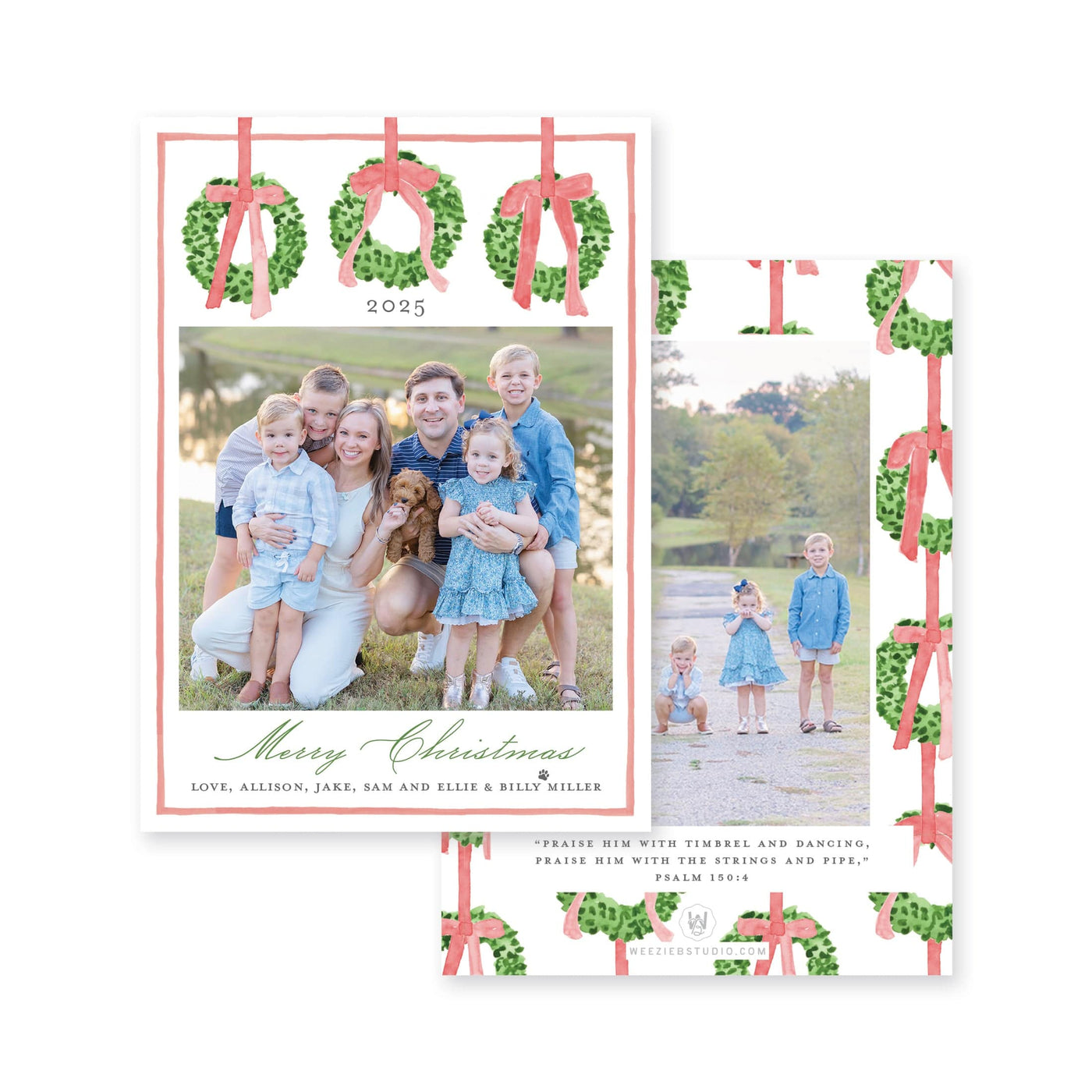 Trio of Wreaths Vertical Christmas Card