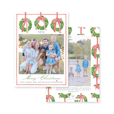 Trio of Wreaths Vertical Christmas Card