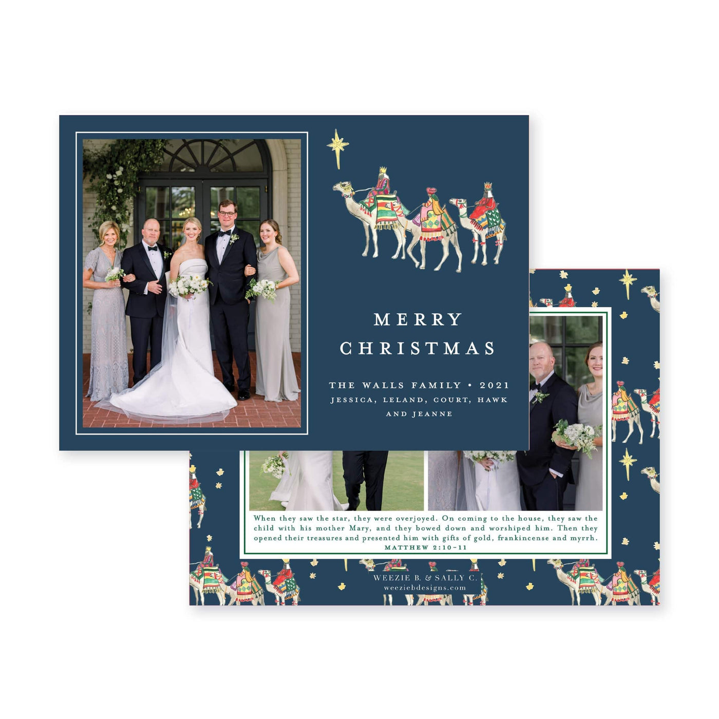 We Three Kings with Border Horizontal Christmas Card