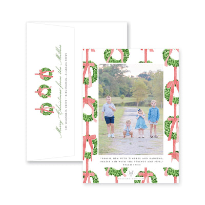 Trio of Wreaths Vertical Christmas Card
