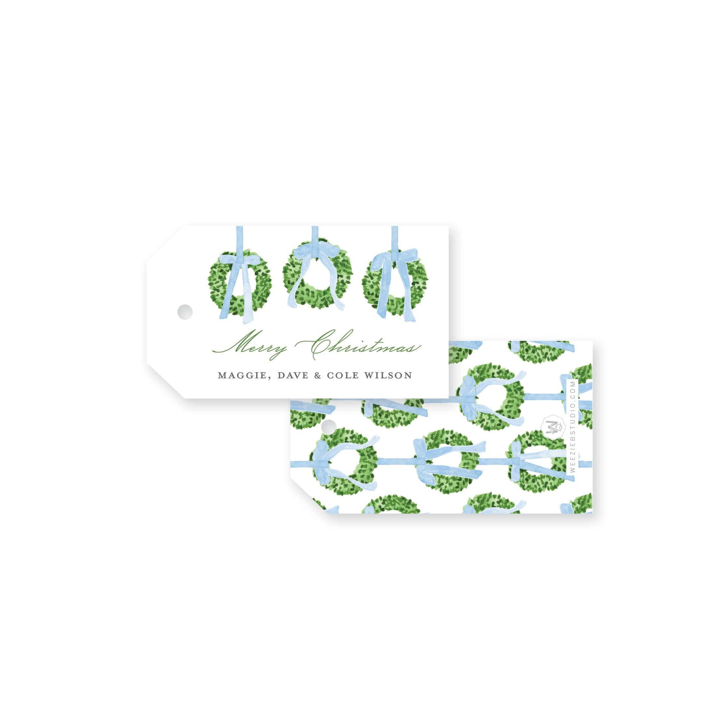 Trio of Wreaths Christmas Gift Tag