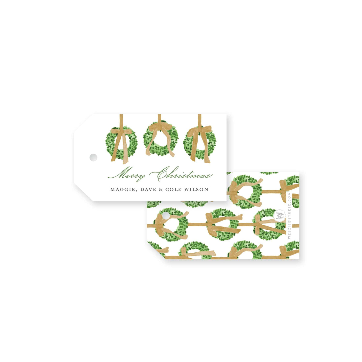 Trio of Wreaths Christmas Gift Tag