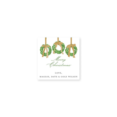 Trio of Wreahts Christmas Gift Stickers