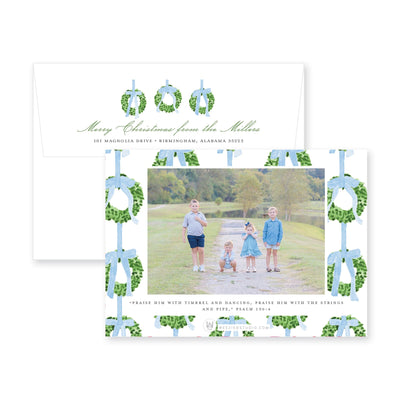 Trio of Wreaths Horizontal Christmas Card