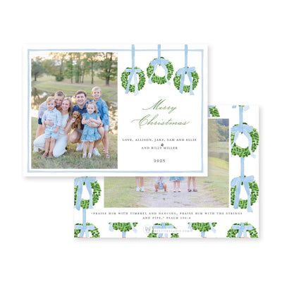 Trio of Wreaths Horizontal Christmas Card