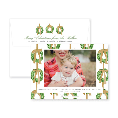 Trio of Wreaths Horizontal Christmas Card