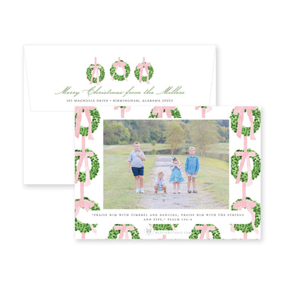 Trio of Wreaths Horizontal Christmas Card
