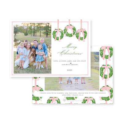 Trio of Wreaths Horizontal Christmas Card