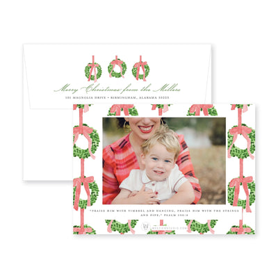 Trio of Wreaths Horizontal Christmas Card