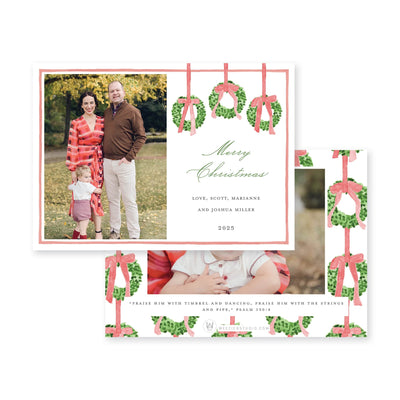 Trio of Wreaths Horizontal Christmas Card