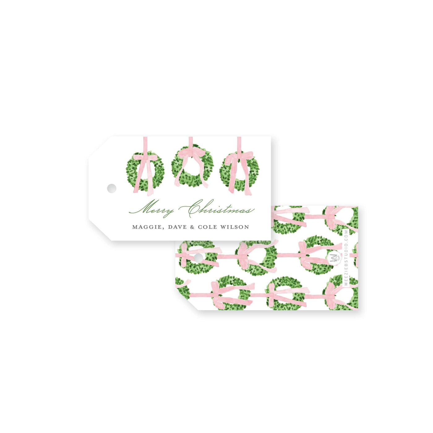 Trio of Wreaths Christmas Gift Tag