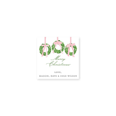 Trio of Wreahts Christmas Gift Stickers