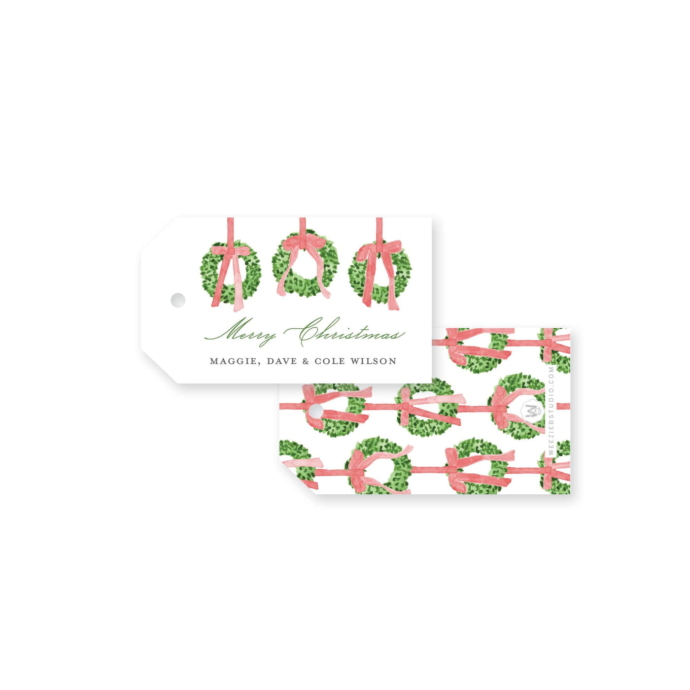 Trio of Wreaths Christmas Gift Tag