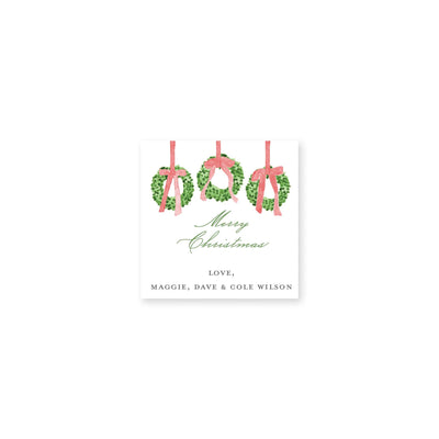 Trio of Wreahts Christmas Gift Stickers