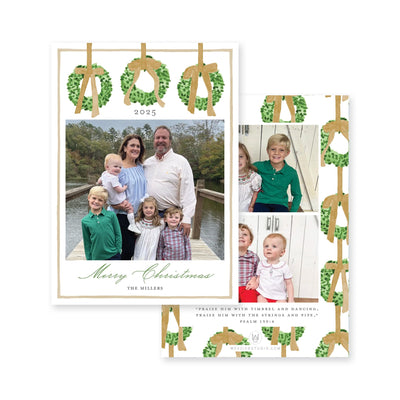 Trio of Wreaths Vertical Christmas Card