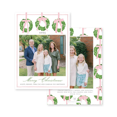Trio of Wreaths Vertical Christmas Card