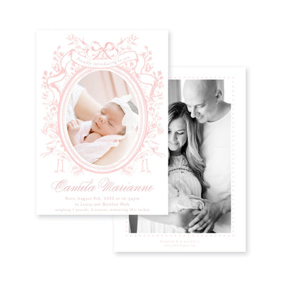 Menagerie Floral Frame Birth Announcement