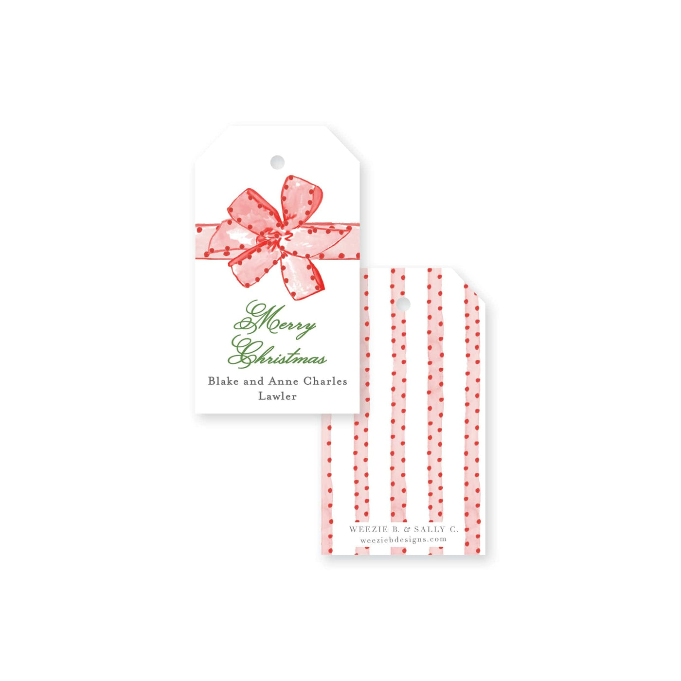 Pom Pom Bow Christmas Gift Tag