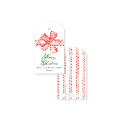 Pom Pom Bow Christmas Gift Tag