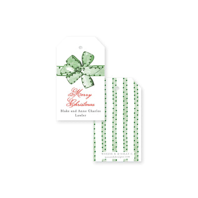 Pom Pom Bow Christmas Gift Tag