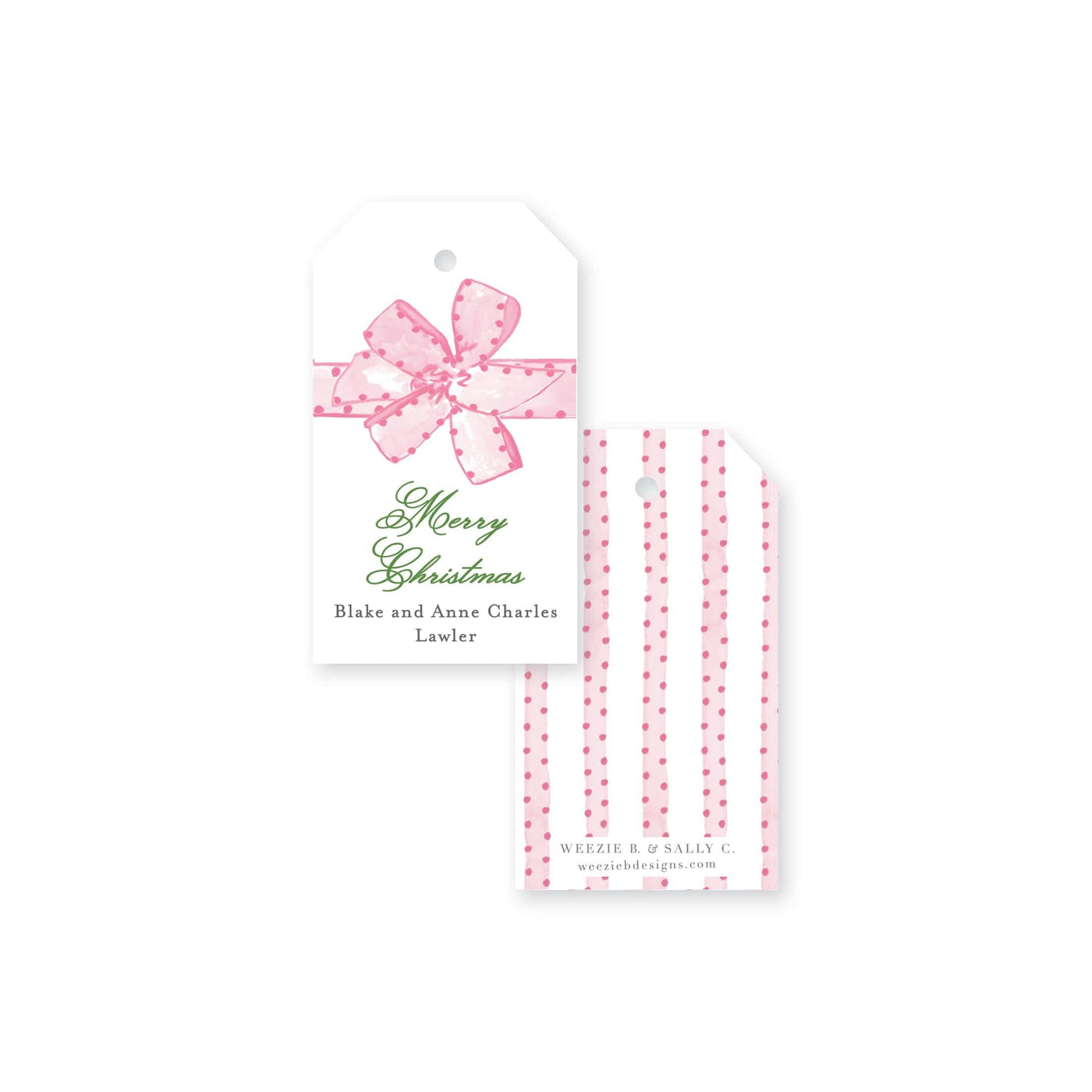 Pom Pom Bow Christmas Gift Tag