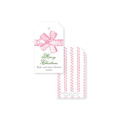 Pom Pom Bow Christmas Gift Tag