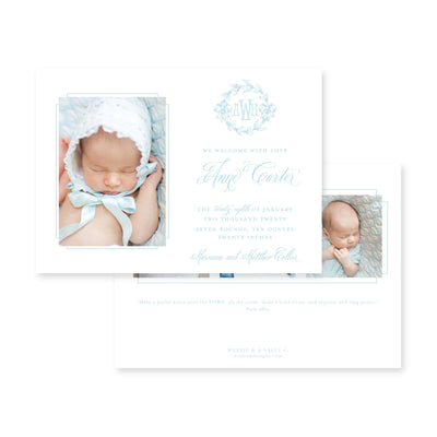 Victorian Wreath Horizontal Birth Announcement