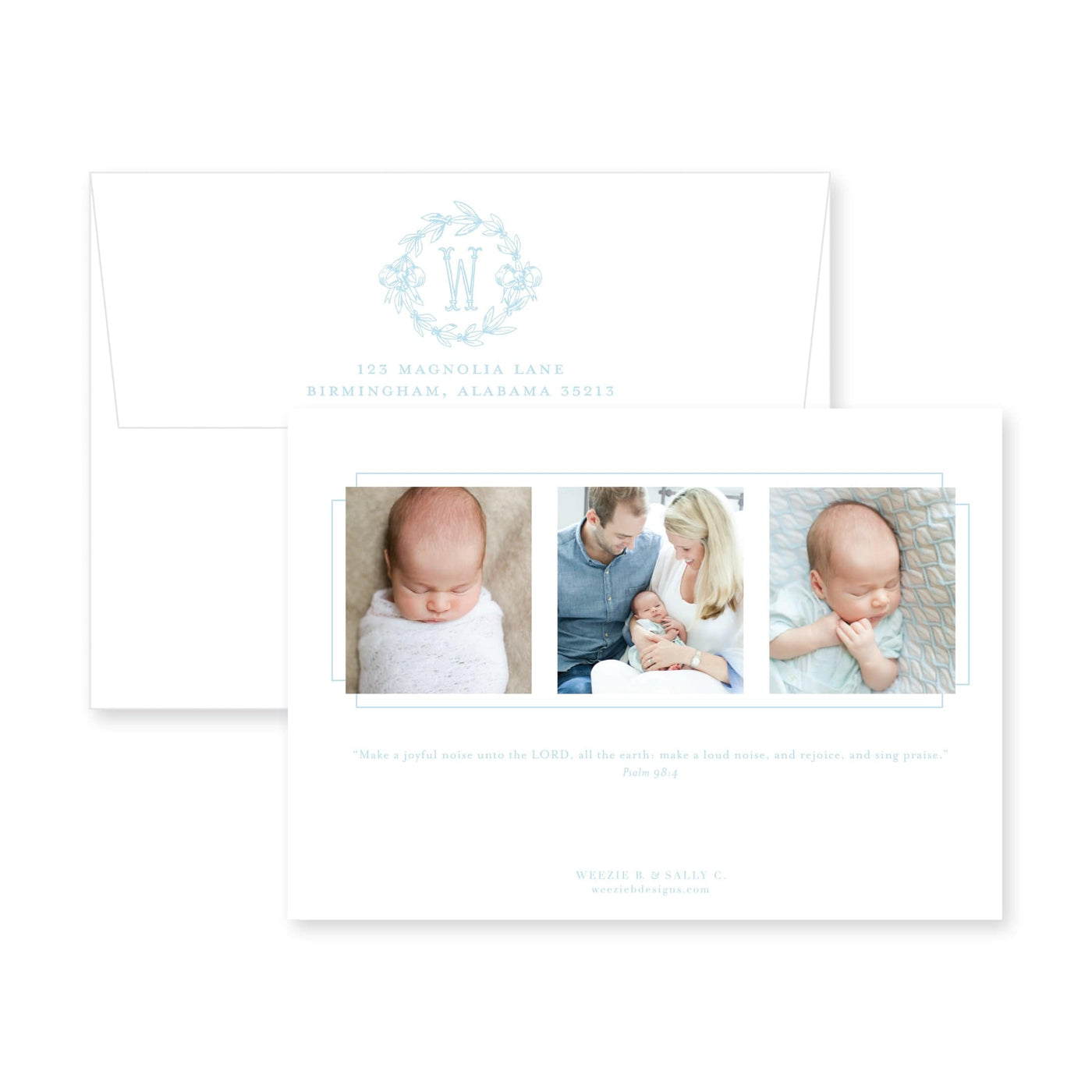 Victorian Wreath Horizontal Birth Announcement