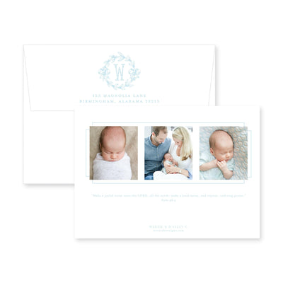Victorian Wreath Horizontal Birth Announcement
