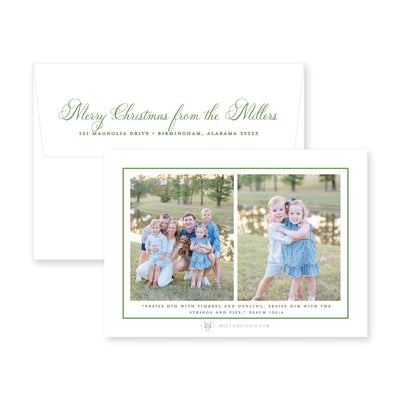 Boxwood Stripes Horizontal Christmas Card