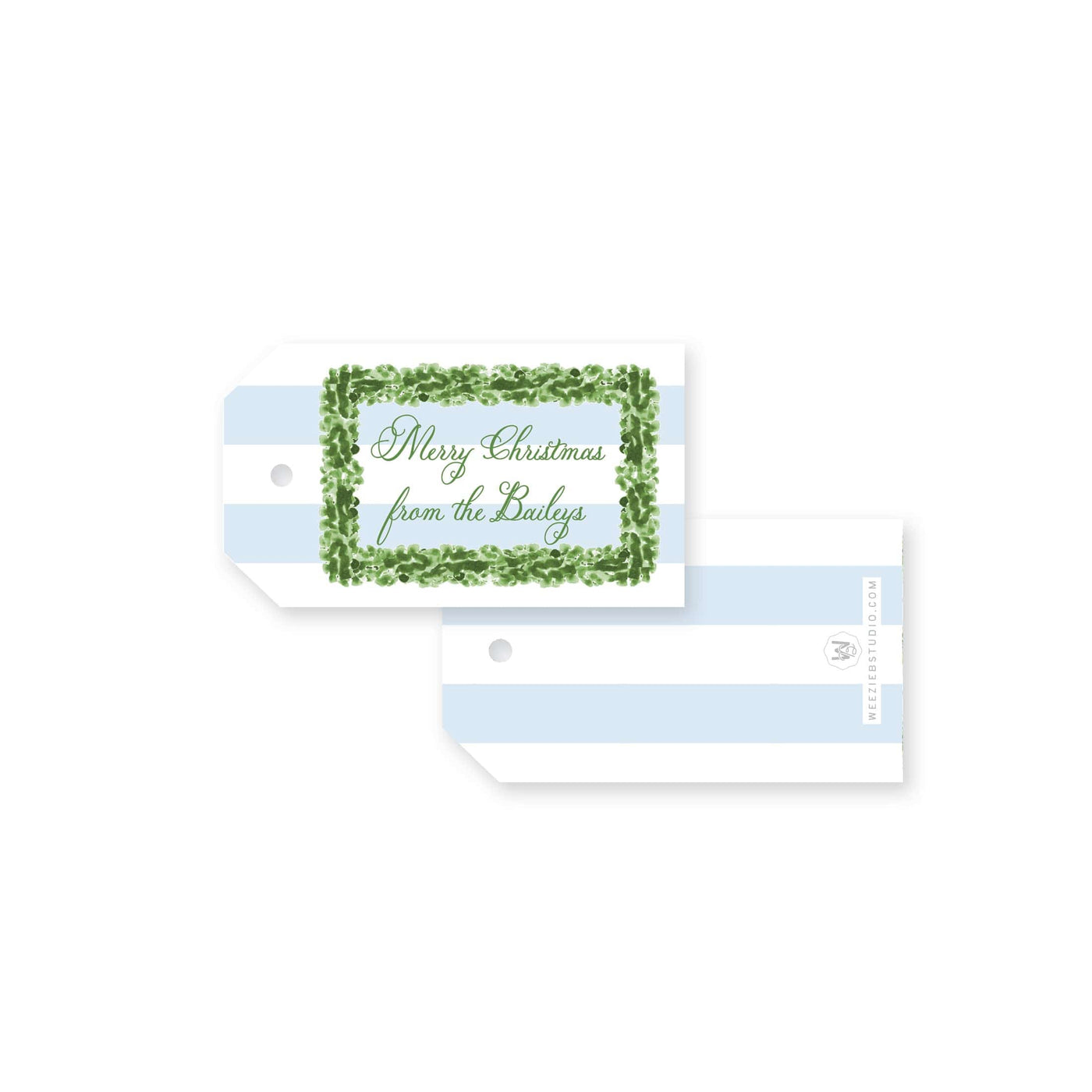 Boxwood Stripes Christmas Gift Tag
