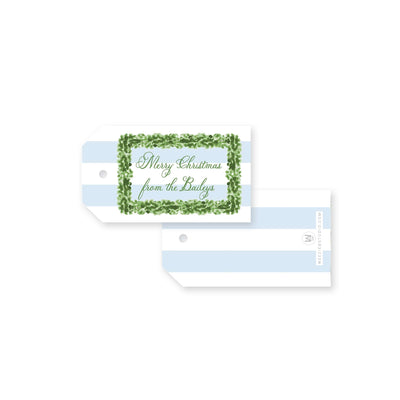 Boxwood Stripes Christmas Gift Tag