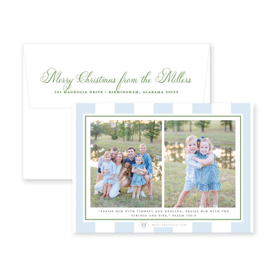 Boxwood Stripes Horizontal Christmas Card