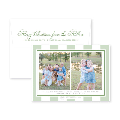 Boxwood Stripes Horizontal Christmas Card
