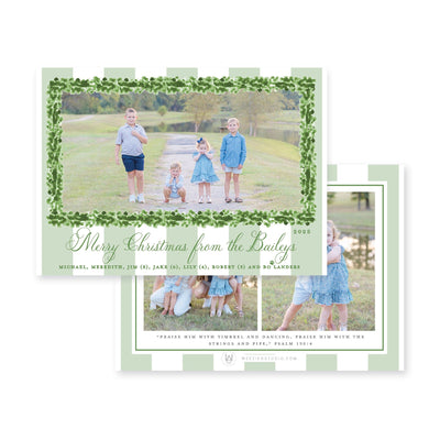Boxwood Stripes Horizontal Christmas Card