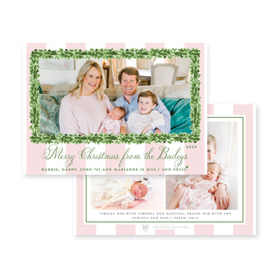 Boxwood Stripes Horizontal Christmas Card