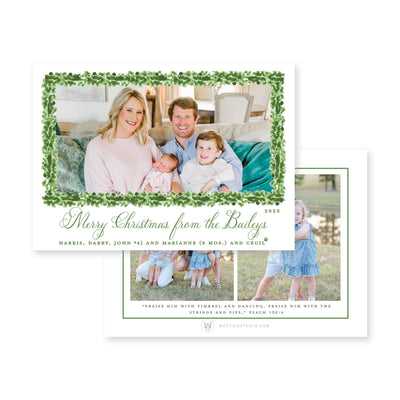 Boxwood Stripes Horizontal Christmas Card