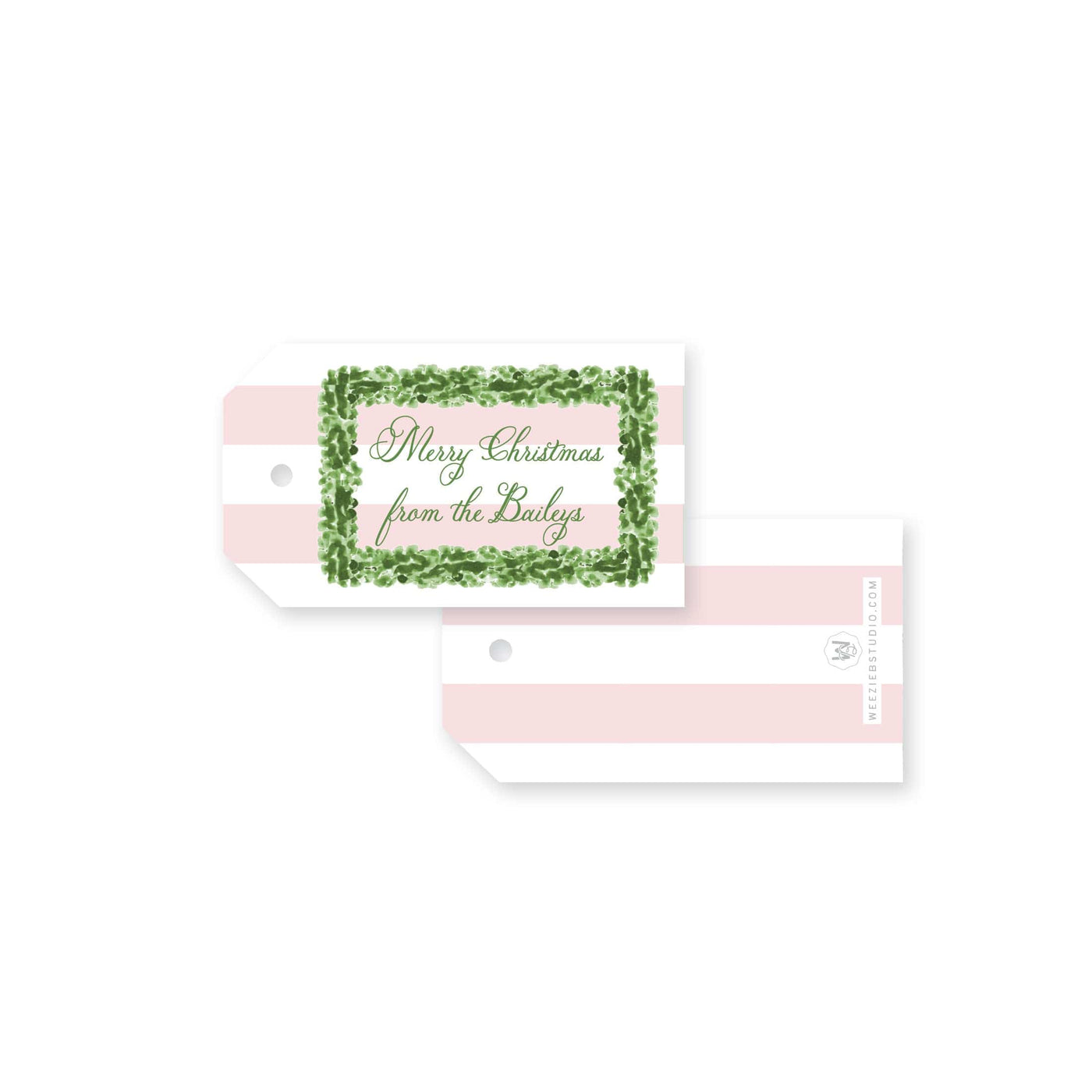 Boxwood Stripes Christmas Gift Tag