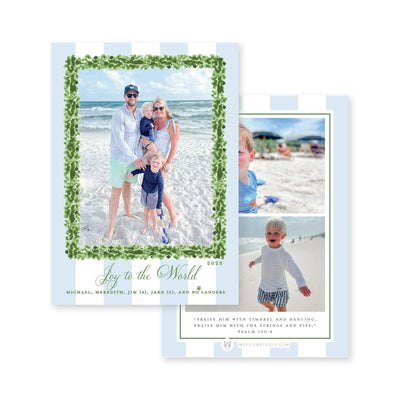 Boxwood Stripes Vertical Christmas Card