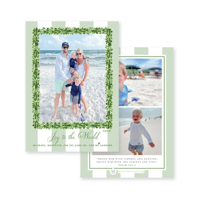 Boxwood Stripes Vertical Christmas Card