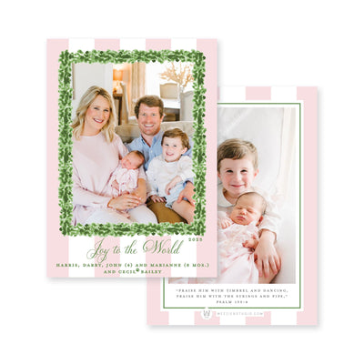 Boxwood Stripes Vertical Christmas Card