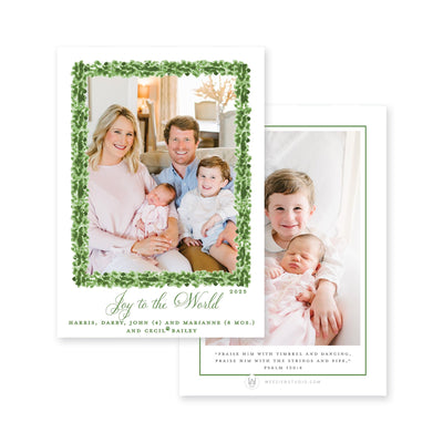 Boxwood Stripes Vertical Christmas Card