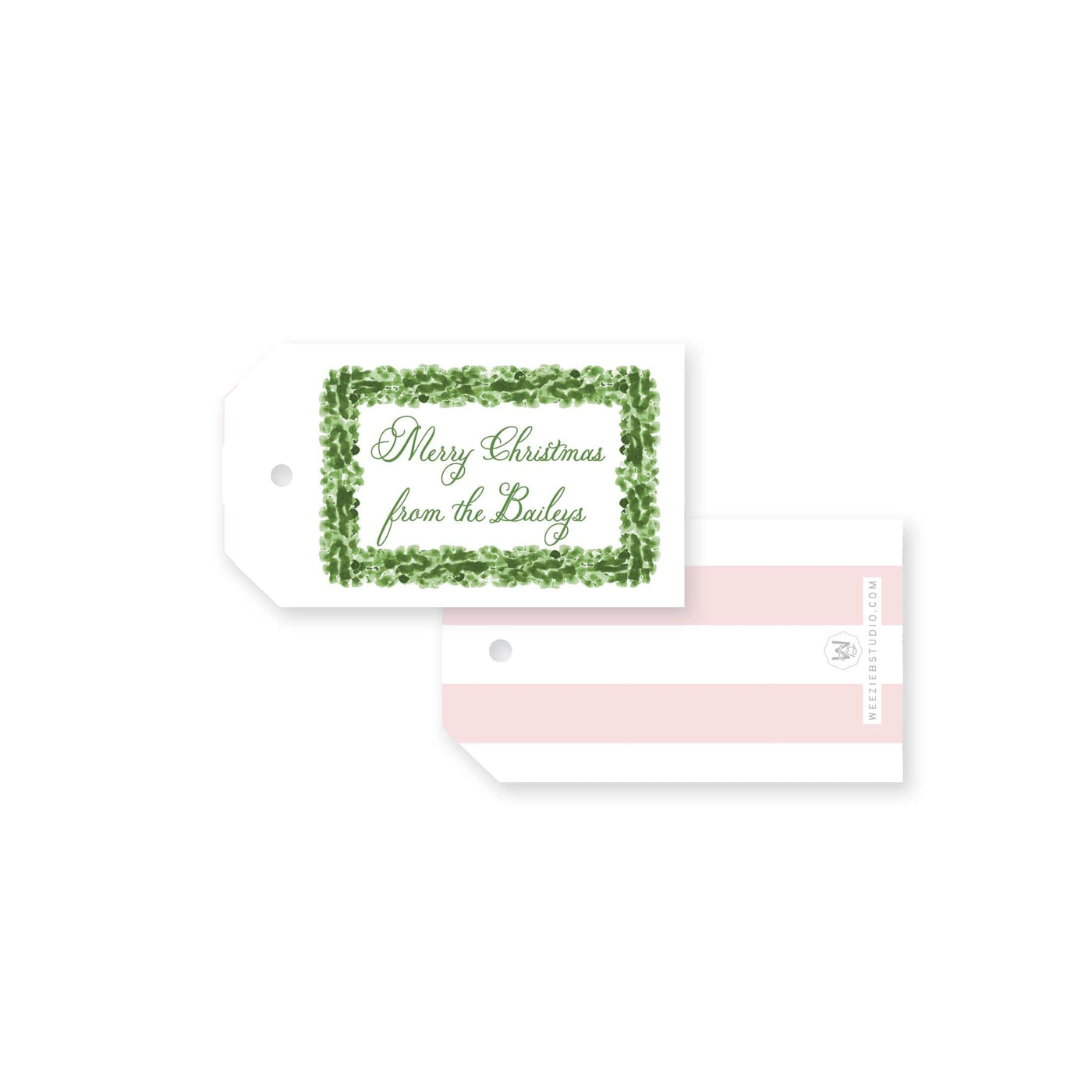 Boxwood Stripes Christmas Gift Tag