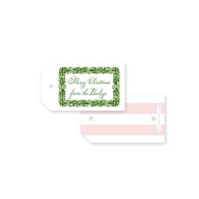 Boxwood Stripes Christmas Gift Tag