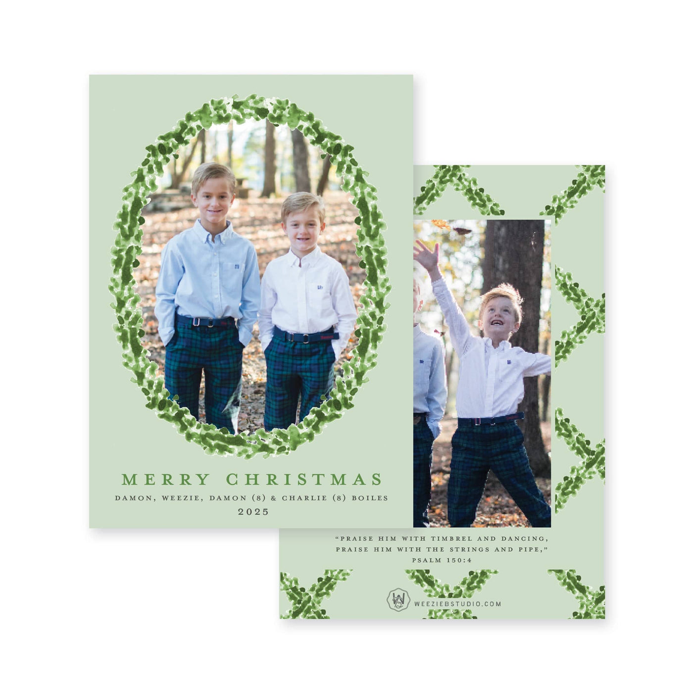 Timeless Boxwood Vertical Christmas Card