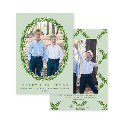Timeless Boxwood Vertical Christmas Card