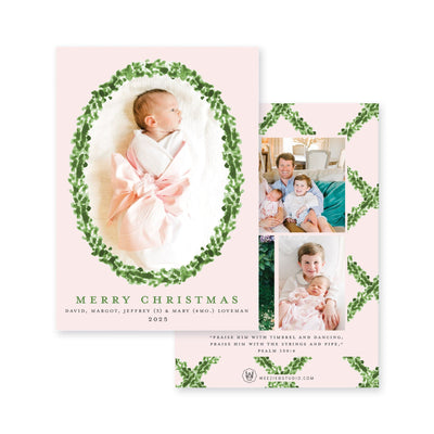 Timeless Boxwood Vertical Christmas Card