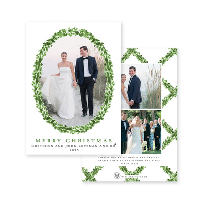 Timeless Boxwood Vertical Christmas Card