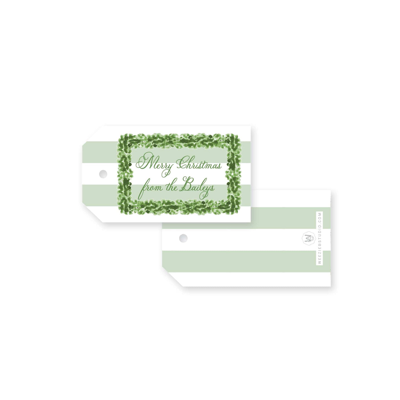 Boxwood Stripes Christmas Gift Tag